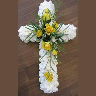 Cross funeral wreath