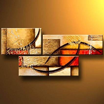 3 Pcs Modern Abstract 100% Hand Painted Oil Paintings Artwork