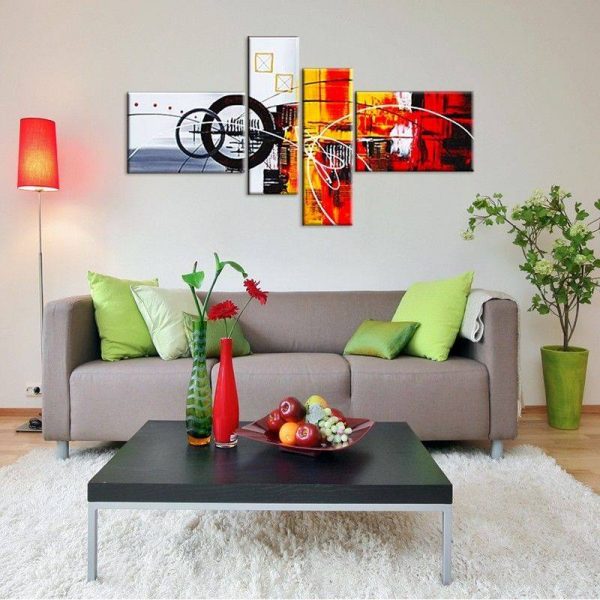 4 Piece Abstract Colorful Wall Mounted Art