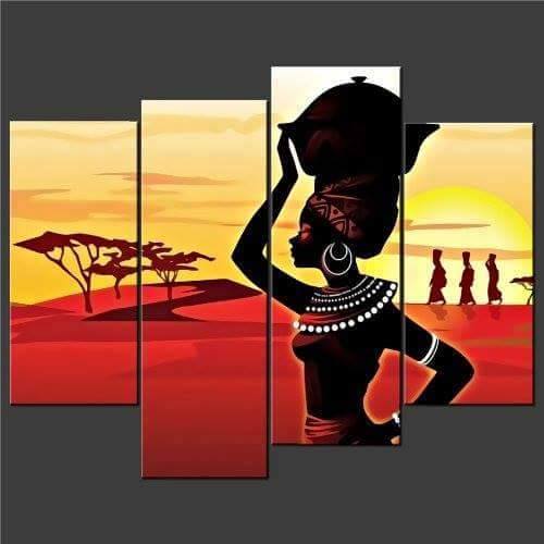 4 Piece African Woman Custom Art