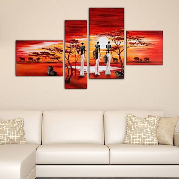 4 Piece African Themed Nature Art