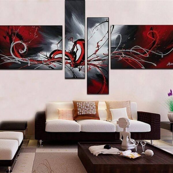 4 Piece Mounted Abstract Unique Art