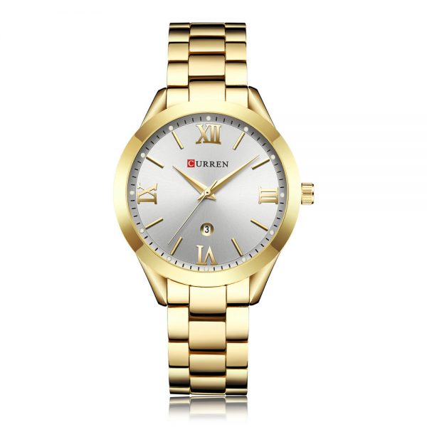 CURREN 9007 Women Quartz Movement Watch Auto Date Simple Wrist Watch Gold