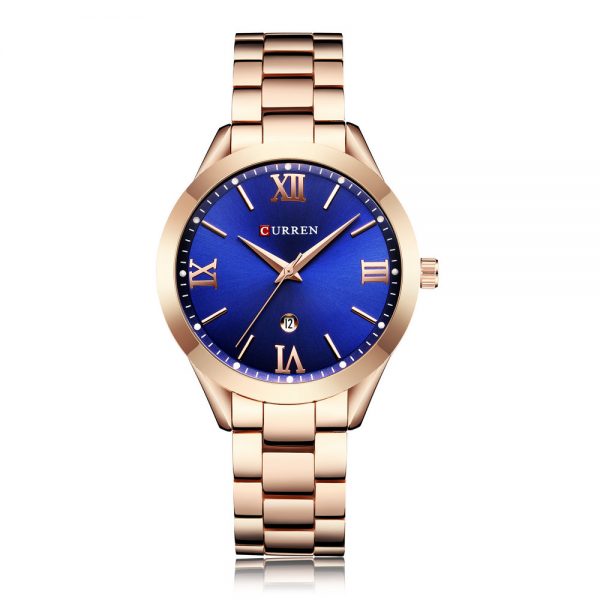 CURREN 9007 Women Quartz Movement Watch Auto Date Simple Wrist Watch Blue
