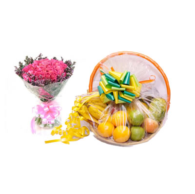 Fruits Hamper + Bouquet