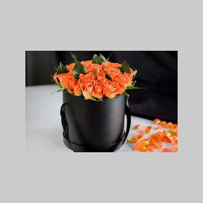Orange Roses Hat Box