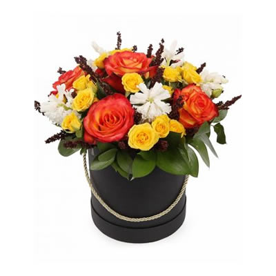 Assorted Flowers Hat Box